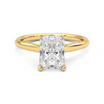 Load image into Gallery viewer, 1.50 Carat Radiant Cut Solitaire Cathedral Moissanite Ring in Yellow Gold
