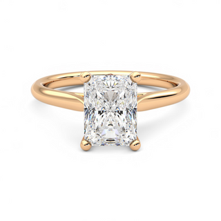 1.50 Carat Radiant Cut Solitaire Cathedral Moissanite Ring in Yellow Gold