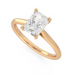 Load image into Gallery viewer, 1.50 Carat Radiant Cut Solitaire Cathedral Moissanite Ring in Yellow Gold
