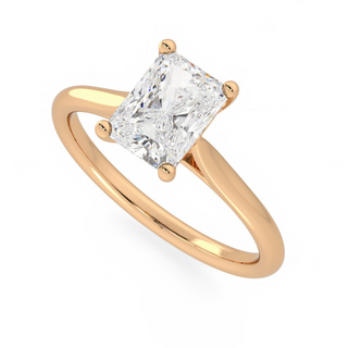 1.50 Carat Radiant Cut Solitaire Cathedral Moissanite Ring in Yellow Gold