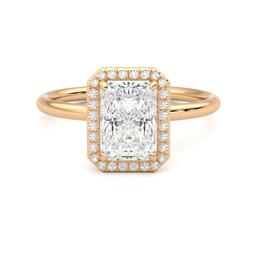 2 Ct Radiant Cut Halo Moissanite Ring in White Gold