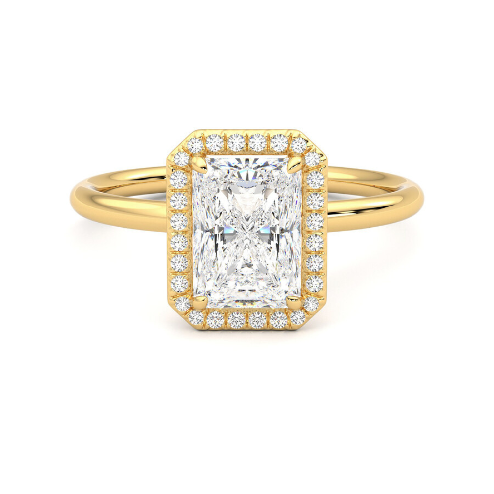 2 Ct Radiant Cut Halo Moissanite Ring in White Gold