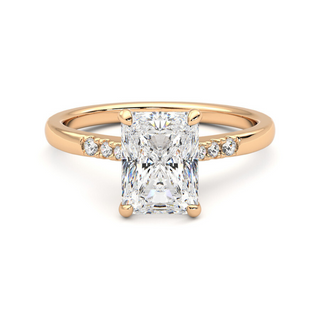 1.80 Ct Radiant Cut 7 Stone Bridge Set Moissanite Ring in Rose Gold