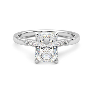 1.80 Ct Radiant Cut 7 Stone Bridge Set Moissanite Ring in Rose Gold