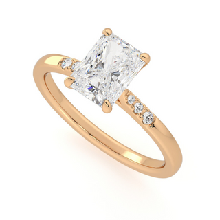 1.80 Ct Radiant Cut 7 Stone Bridge Set Moissanite Ring in Rose Gold