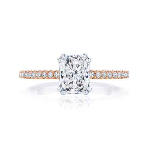 1.50 Ct Radiant Cut Cathedral Set Moissanite Ring in Rose Gold