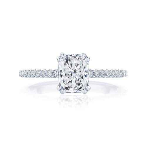 1.50 Ct Radiant Cut Cathedral Set Moissanite Ring in Rose Gold