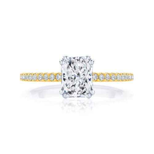 1.50 Ct Radiant Cut Cathedral Set Moissanite Ring in Rose Gold
