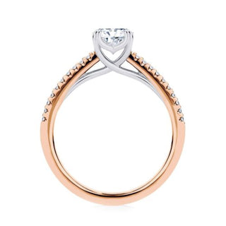 1.5 Ct Radiant Cut Moissanite Cathedral Setting Ring in Rose Gold