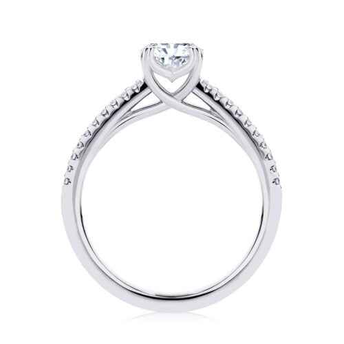 1.50 Ct Radiant Cut Cathedral Set Moissanite Ring in Rose Gold