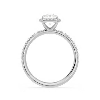 2.20 Ct Radiant Cut Halo Moissanite Engagement Ring in White Gold