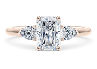 2.50 Ct Radiant Cut Moissanite Three Stone Ring in White Gold