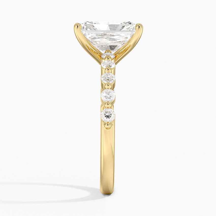 1.50 Carat Radiant Cut Prong Set Moissanite Ring in Rose Gold With Accent
