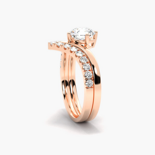 1.20 Ct Round Cut Moissanite Bridal Set Ring in Rose Gold