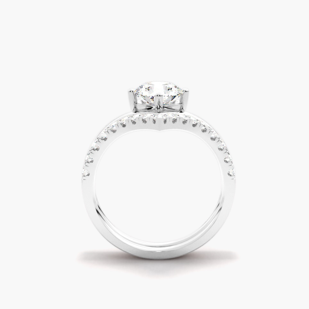 1.20 Ct Round Cut Moissanite Curved Bridal Set Ring in Rose Gold