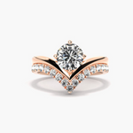 Load image into Gallery viewer, 1.20 Ct Round Cut Moissanite Curved Bridal Set Ring in Rose Gold
