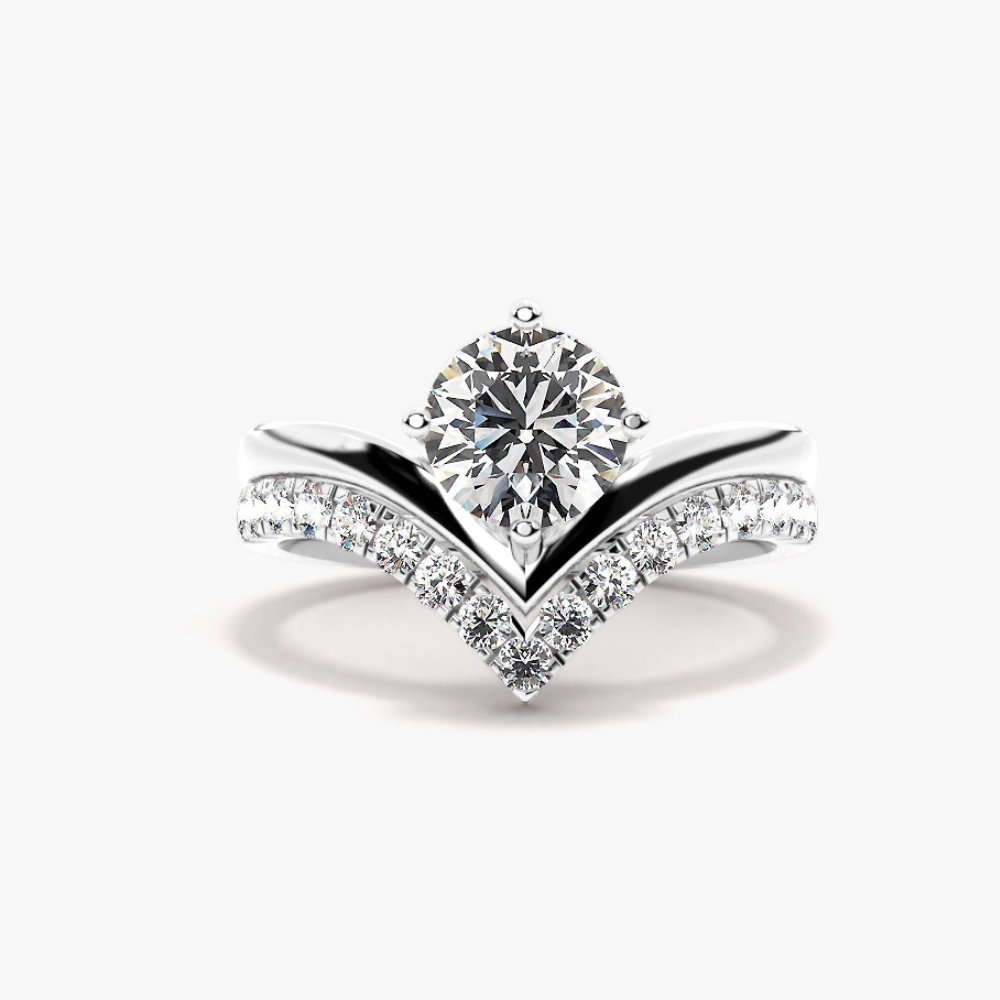 1.20 Ct Round Cut Moissanite Curved Bridal Set Ring in Rose Gold