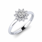 Load image into Gallery viewer, 2 Ct Round Shape Halo Moissanite Floral Ring in Rose Gold
