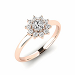Load image into Gallery viewer, 2 Ct Round Shape Halo Moissanite Floral Ring in Rose Gold
