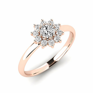 2 Ct Round Shape Halo Moissanite Floral Ring in Rose Gold