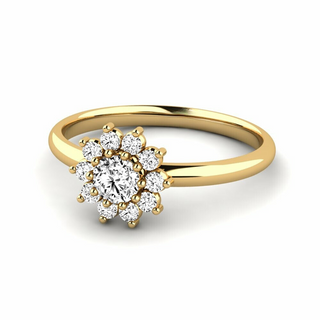 2 Ct Round Shape Halo Moissanite Floral Ring in Rose Gold