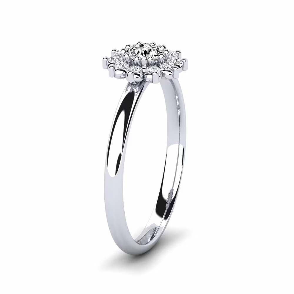 2 Ct Round Shape Halo Moissanite Floral Ring in Rose Gold