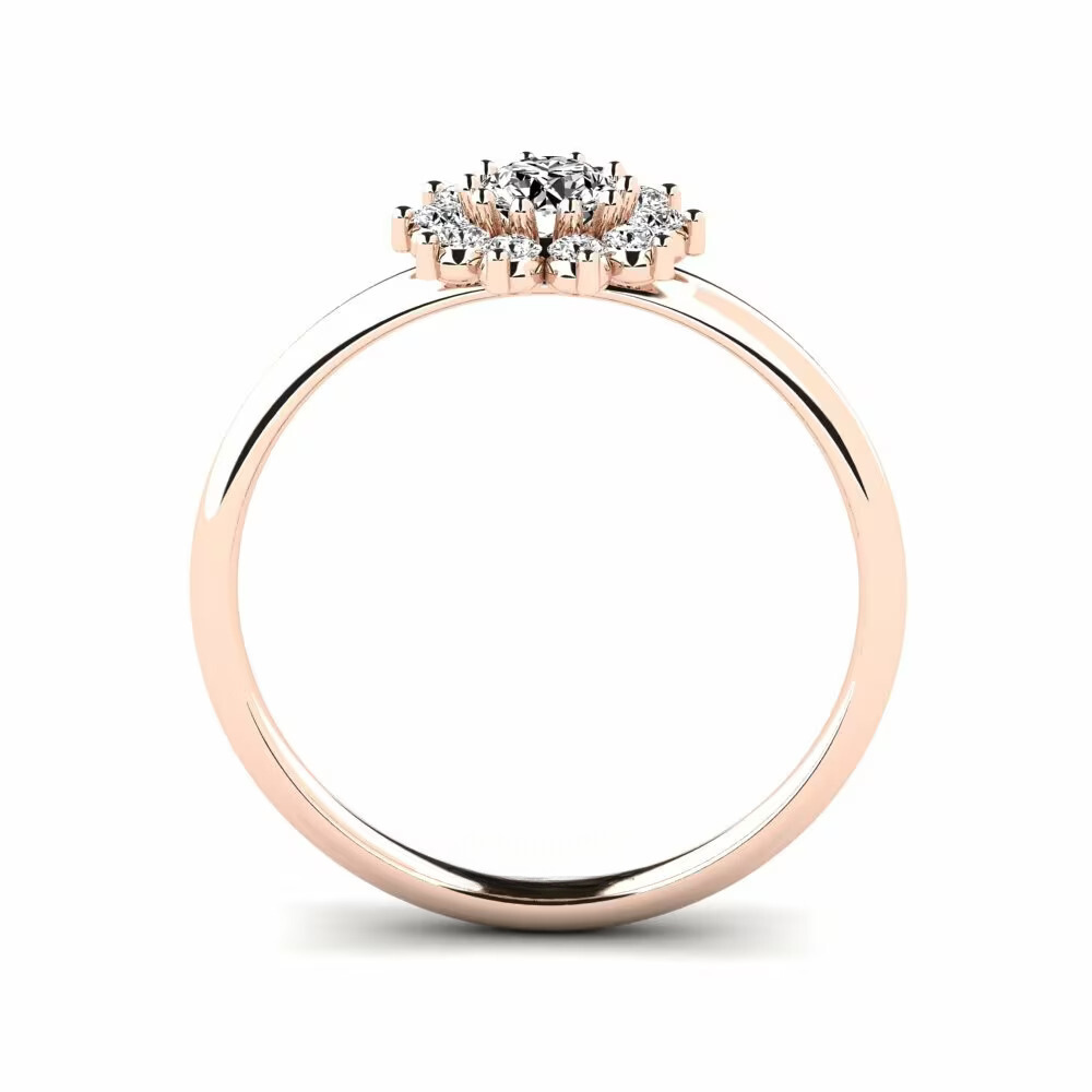 2 Ct Round Shape Halo Moissanite Floral Ring in Rose Gold