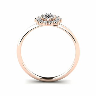 2 Ct Round Shape Halo Moissanite Floral Ring in Rose Gold