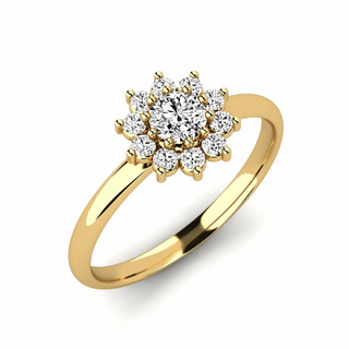 2 Ct Round Shape Halo Moissanite Floral Ring in Rose Gold