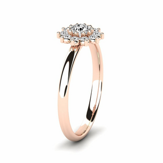 2 Ct Round Shape Halo Moissanite Floral Ring in Rose Gold