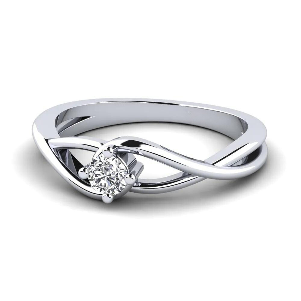 1 ct round shape twisted moissanite solitaire ring in white gold