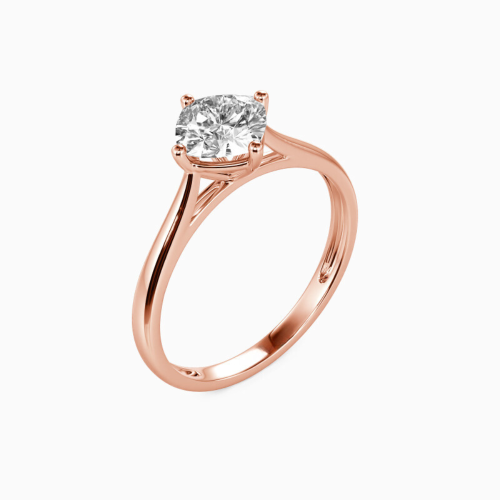 1 Carat Round Cut Solitaire Moissanite Ring in Rose Gold