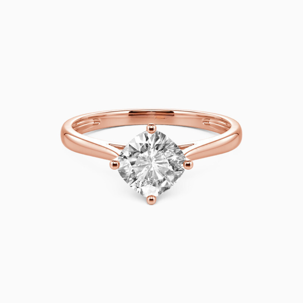 1 carat round cut solitaire moissanite ring in rose gold