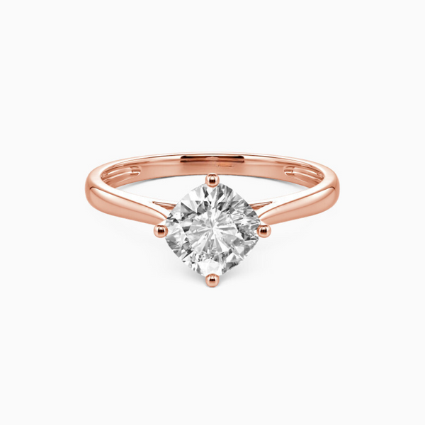 1 Carat Round Cut Solitaire Moissanite Ring in Rose Gold