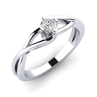 1 Ct Round Shape Moissanite Solitaire Twisted Ring in White Gold