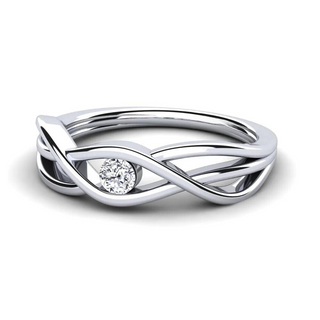 0.7 Carat Round Shape Moissanite Twisted Ring in White Gold