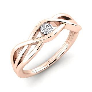 0.7 Carat Round Shape Moissanite Twisted Ring in White Gold