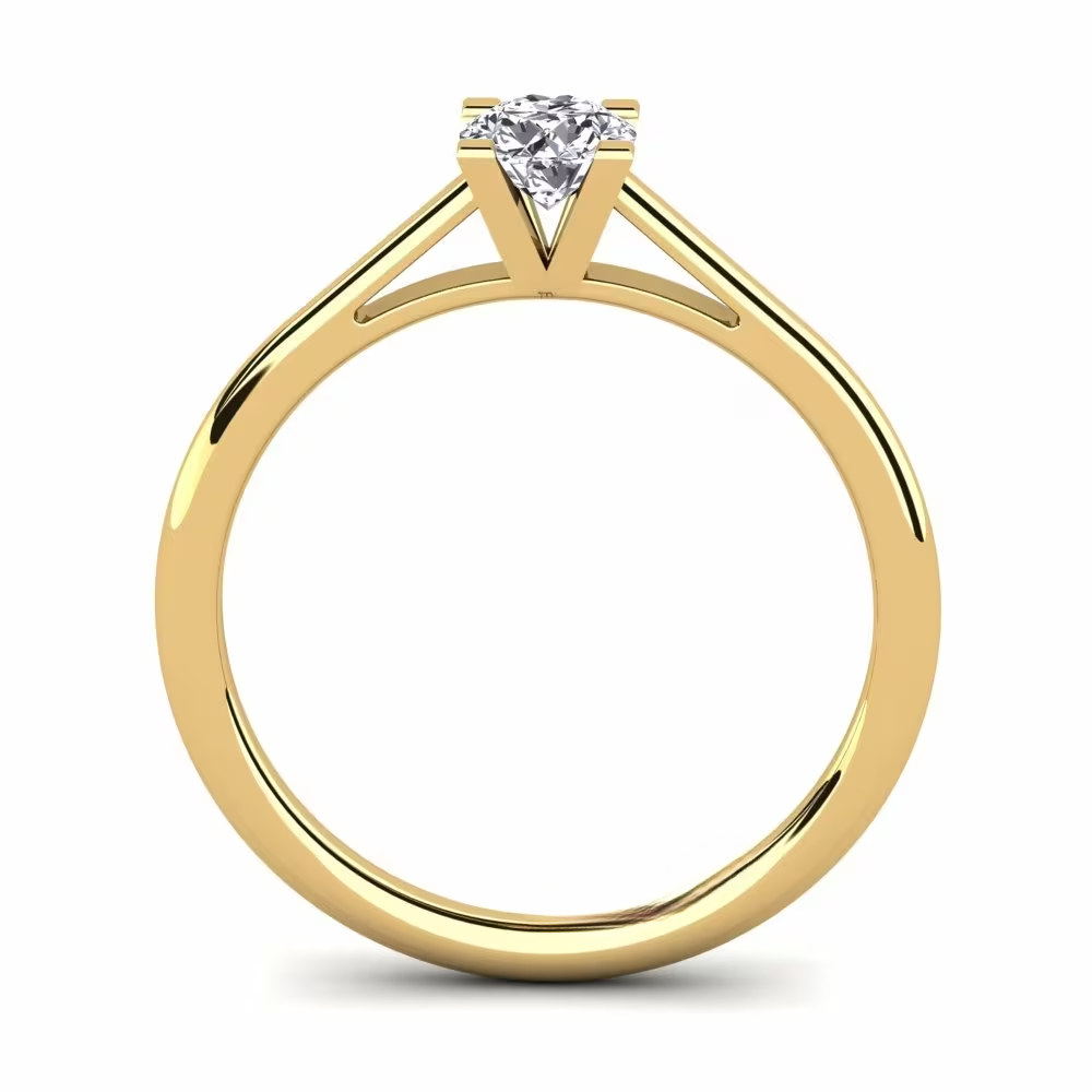 1 Carat Round Cut Bridge Set Solitaire Moissanite Ring in Yellow Gold