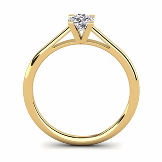 1 Carat Round Cut Bridge Set Solitaire Moissanite Ring in Yellow Gold