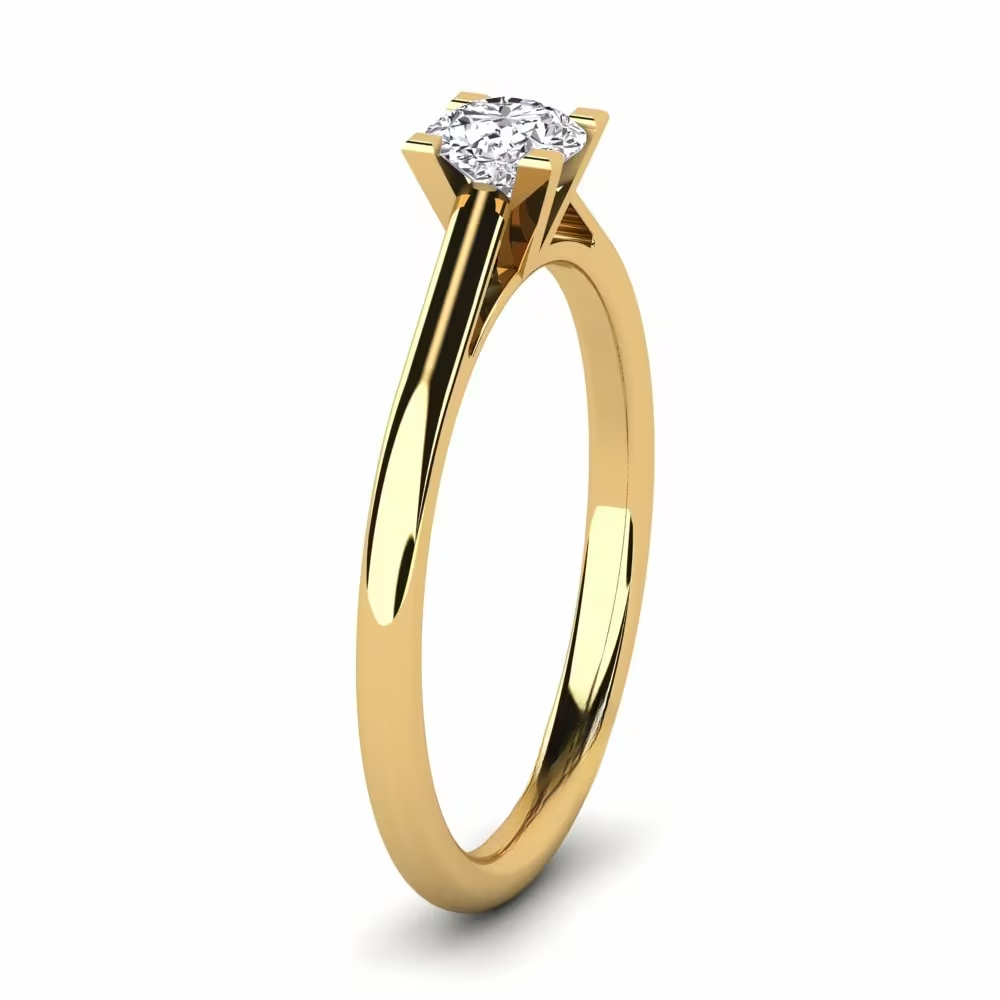1 carat round cut bridge set solitaire moissanite ring in yellow gold