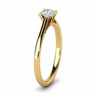 1 Carat Round Cut Bridge Set Solitaire Moissanite Ring in Yellow Gold