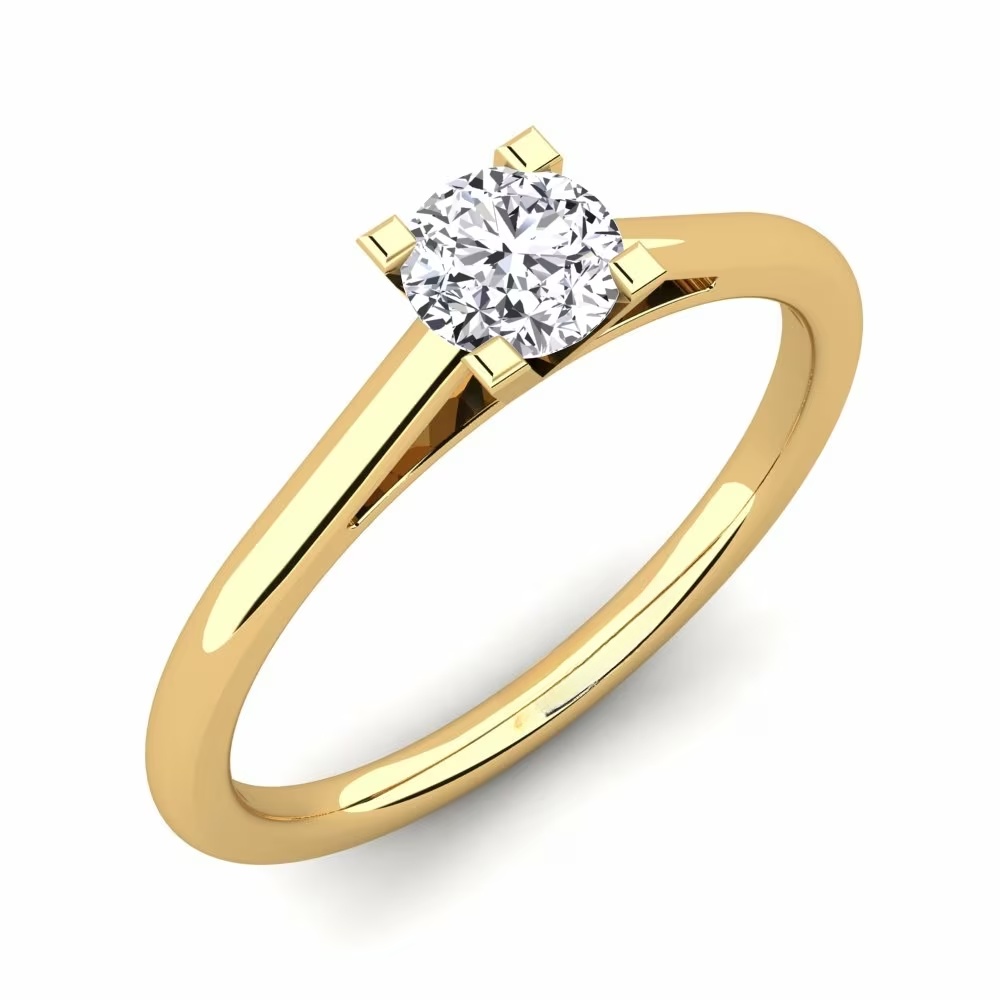 1 carat round cut bridge set solitaire moissanite ring in yellow gold
