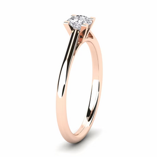 1 Carat Round Cut Bridge Set Solitaire Moissanite Ring in Yellow Gold