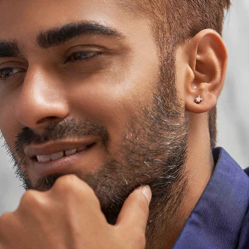 0.20 Carat Round Cut Moissanite Solitaire Studs For Men