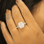Load image into Gallery viewer, 2.50 Ct Radiant And Baguette Cut Halo Moissanite Ring
