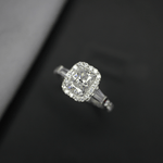 Load image into Gallery viewer, 2.50 Ct Radiant And Baguette Cut Halo Moissanite Ring
