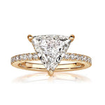 Load image into Gallery viewer, 2.50 Carat Trillion Shape Pointed Prong Moissanite Ring in Yellow Gold
