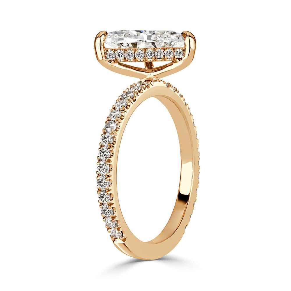 2.50 Carat Trillion Shape Pointed Prong Moissanite Ring in Yellow Gold