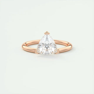 1.50 Carat Trillion Cut Moissanite Solitaire Ring in Rose Gold