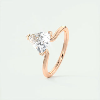 1.50 Carat Trillion Cut Moissanite Solitaire Ring in Rose Gold